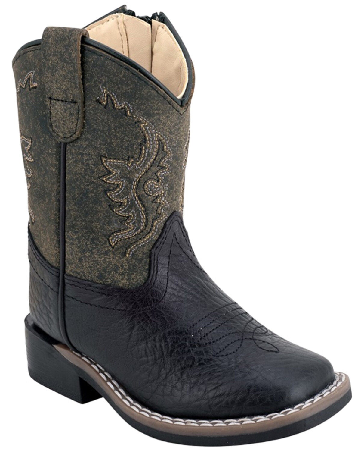 Image #1 - Old West Toddler Boys' Western Boots - Broad Square toe, Black, hi-res