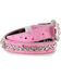 Shyanne Girl's Ostrich Print Rhinestone Belt , Pink, hi-res