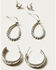 Image #2 - Shyanne Women's Horseshoe Icon and Hoop Earring Set - 6 Piece , Silver, hi-res