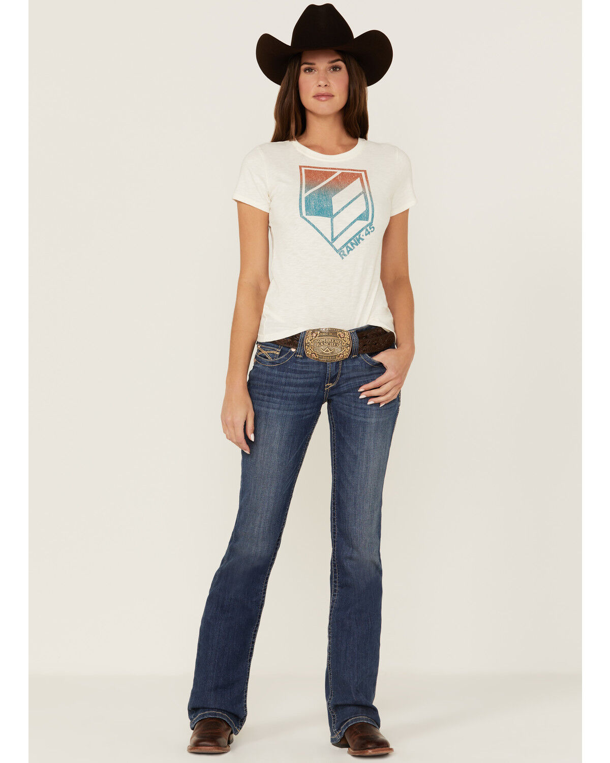 Image #4 - RANK 45® Women's Logo White Graphic Tee, Ivory, hi-res