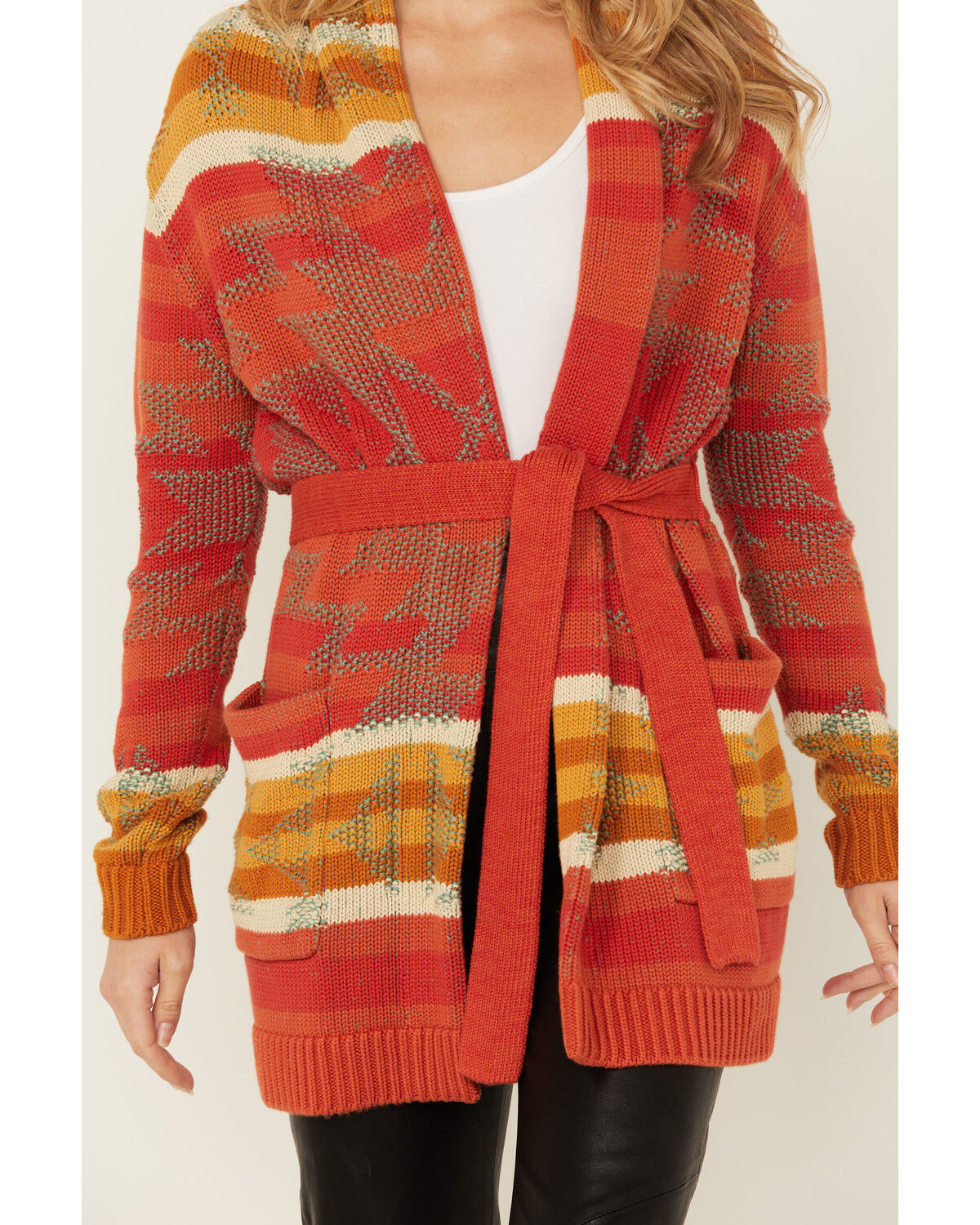 Image #2 - Pendleton Women's Printed Cardigan, Brown, hi-res