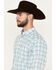 Image #2 - Ariat Men's Edward Plaid Print Long Sleeve Button-Down Performance Western Shirt, Aqua, hi-res
