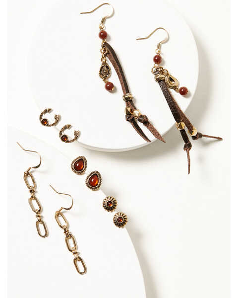 Image #1 - Shyanne Women's Summer Moon Antique Gold Gemstone Earring Set - 5 Piece, Gold, hi-res