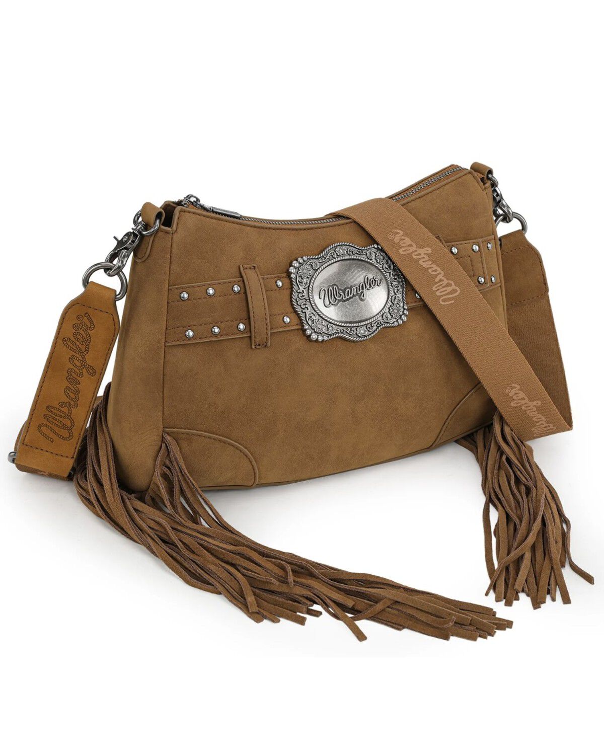 Image #4 - Wrangler Women's Fringe Buckle Hobo Bag, Brown, hi-res