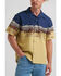Image #1 - Wrangler X Coors Banquet Men's Border Print Resort Short Sleeve Snap Western Shirt, Tan, hi-res