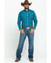 Image #6 - Wrangler Silver Edition Men's Teal Checotah Geo Print Long Sleeve Western Shirt, Teal, hi-res