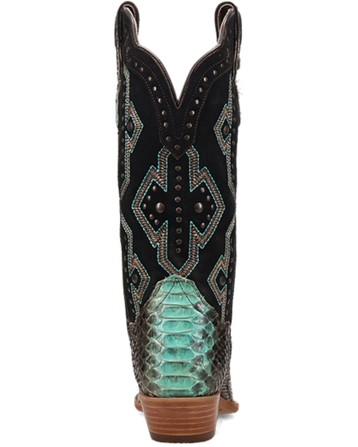 Image #5 - Dan Post Women's Sunset Rider Exotic Python Western Boots - Snip Toe, Black/turquoise, hi-res