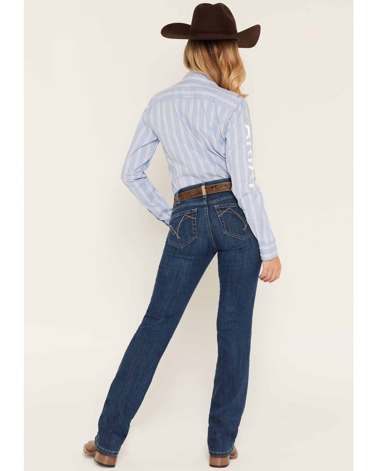Image #3 - Ariat Women's Perfect Rise Stretch Abby Straight Mackenzie Jeans, Blue, hi-res