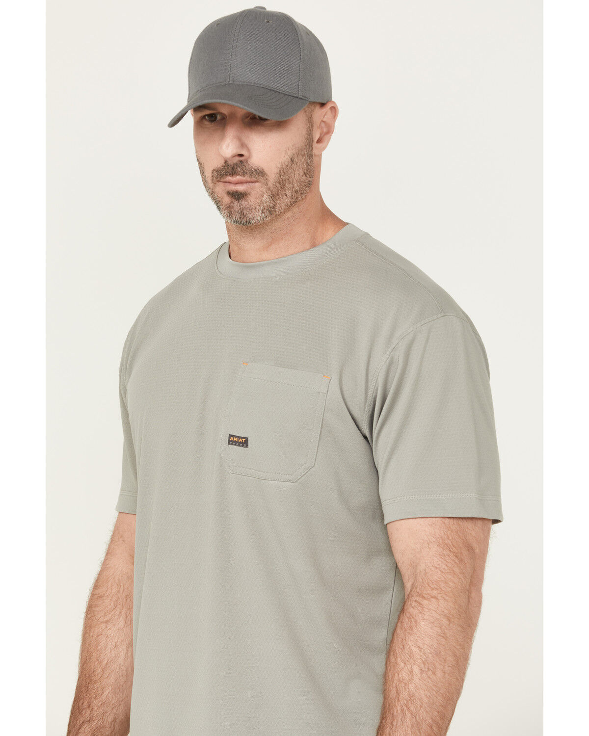 Image #2 - Ariat Men's Rebar Heat Fighter Short Sleeve Pocket Work Shirt - Tall, Dark Grey, hi-res
