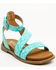 Image #1 - Very G Women's Sylvie Tooled Sandals, Turquoise, hi-res