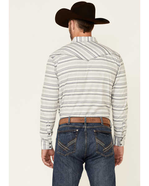Image #4 - Moonshine Spirit Men's Line Dance Horizontal Stripe Long Sleeve Snap Western Shirt , Grey, hi-res