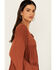 Image #2 - Cleo + Wolf Women's Tiered Flowy Tie Front Blouse , Rust Copper, hi-res