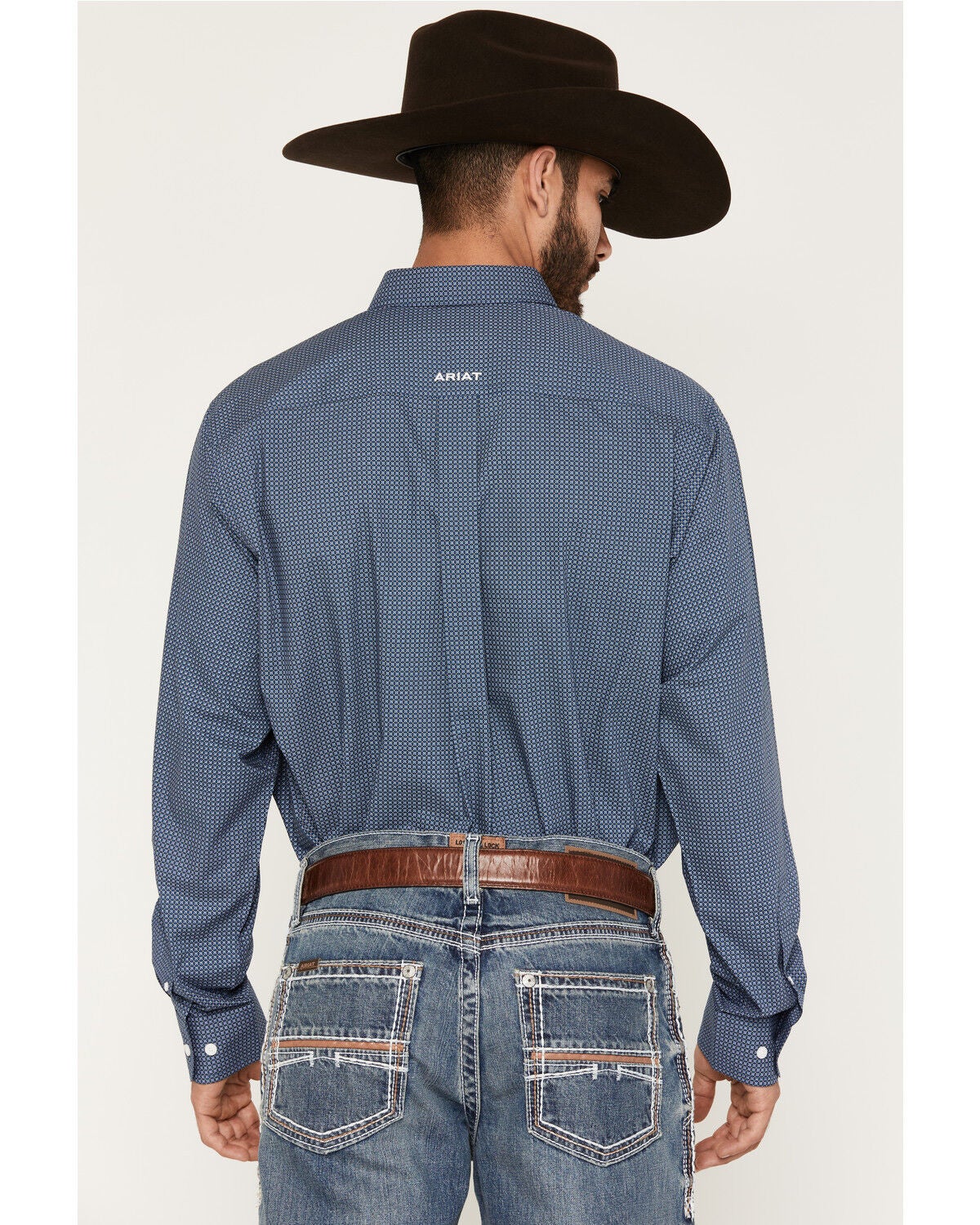 Image #4 - Ariat Men's Boot Barn Exclusive Storm Geo Print Long Sleeve Button-Down Western Shirt - Tall, Blue, hi-res