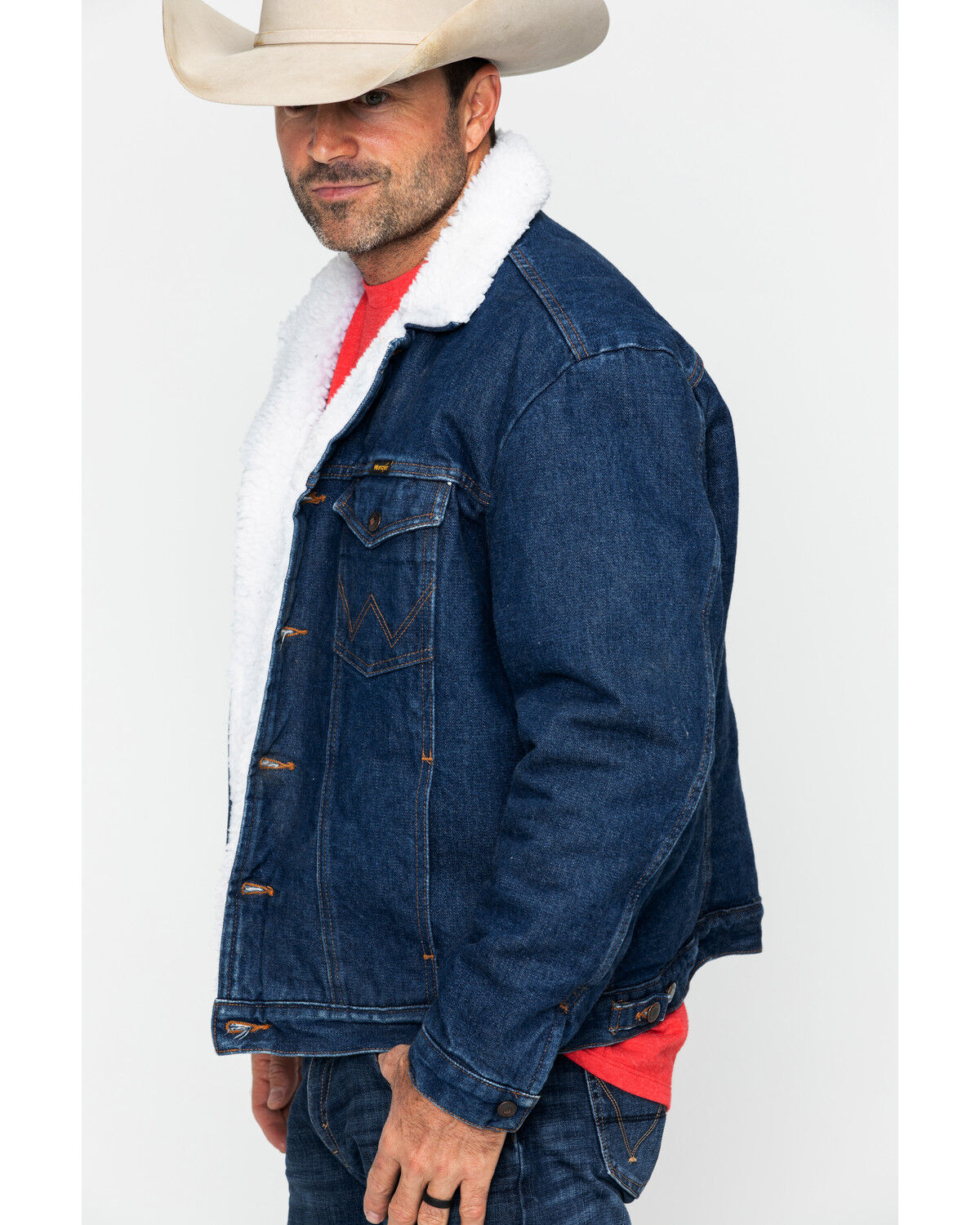 wrangler sherpa lined denim jacket