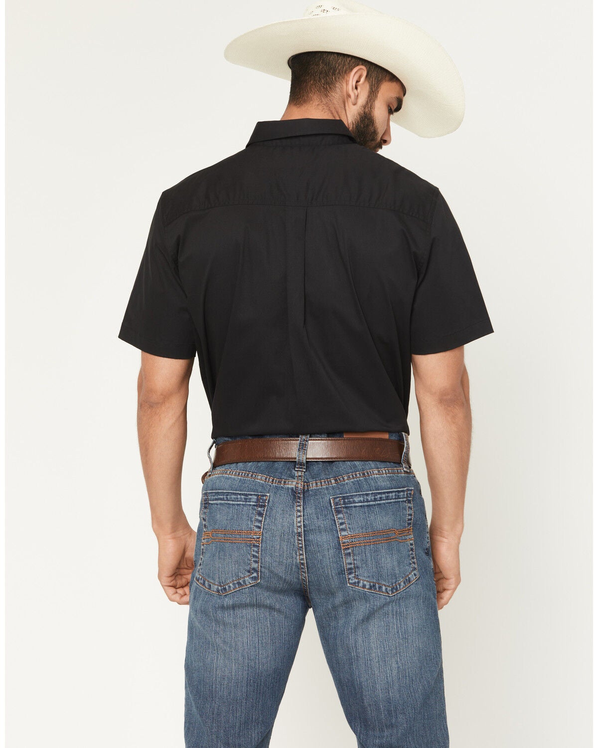 Image #4 - Cody James Men's Basic Twill Short Sleeve Button-Down Stretch Western Shirt, Black, hi-res