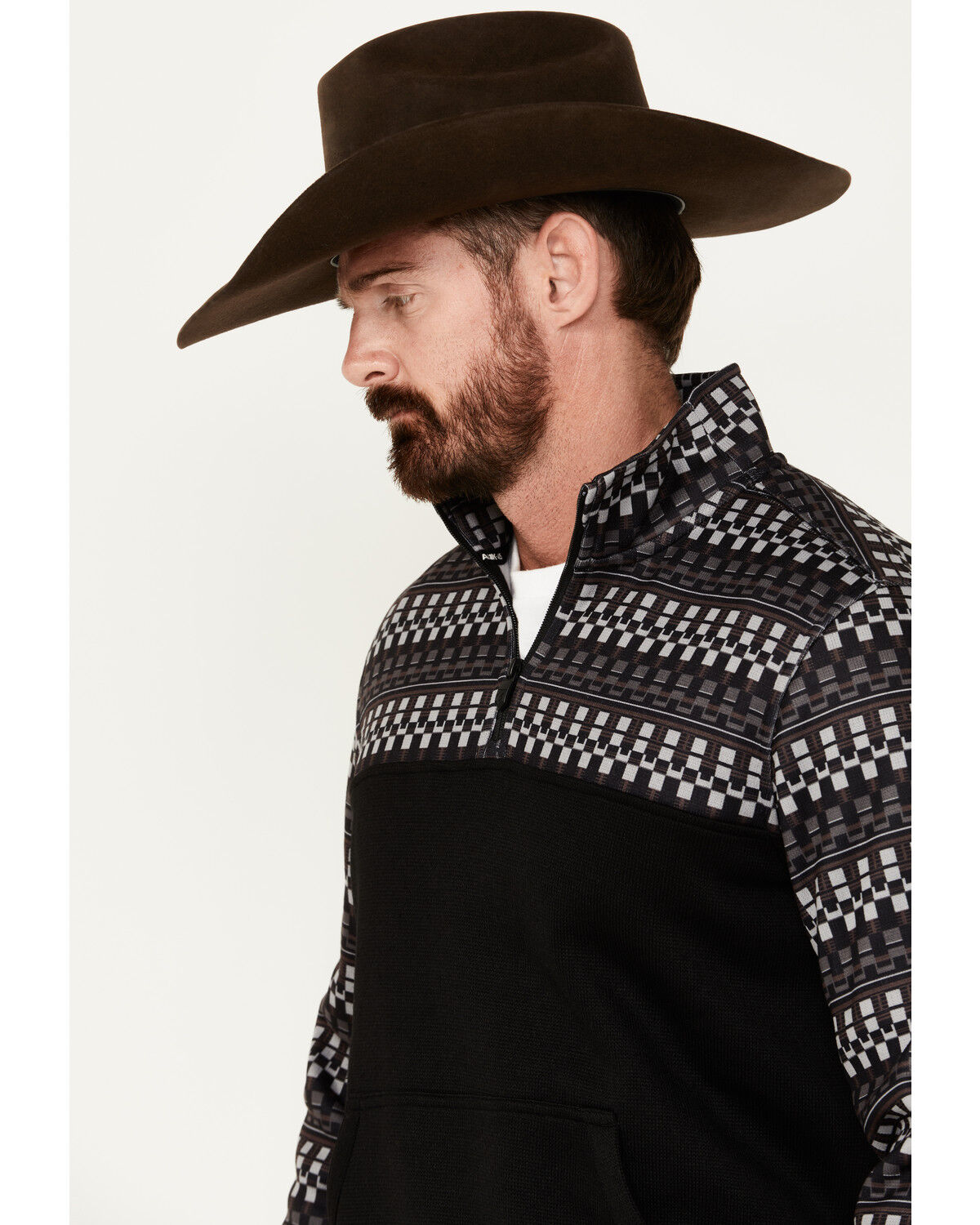 Image #2 - RANK 45® Men's Grove Striped Print 1/4 Zip Pullover, Black, hi-res