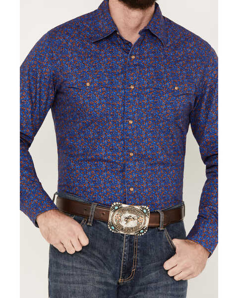 Image #3 - Wrangler Retro Men's Floral Western Snap Shirt, Blue, hi-res