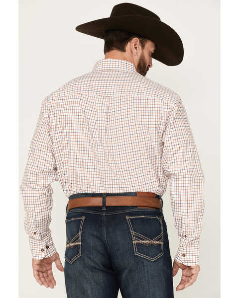 Image #4 - George Strait by Wrangler Men's Plaid Print Button Down Long Sleeve Western Shirt, Brown, hi-res