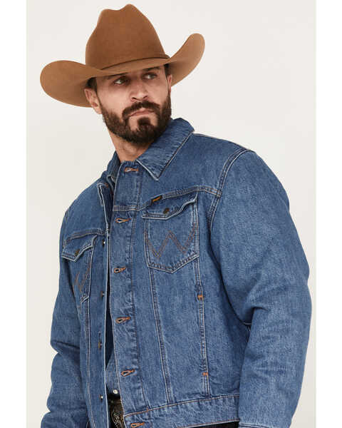 Image #2 - Wrangler Men's Serape Lined Denim Jacket, Blue, hi-res