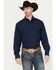 Image #1 - Wrangler Men's Solid Performance Long Sleeve Button Down Shirt, Navy, hi-res
