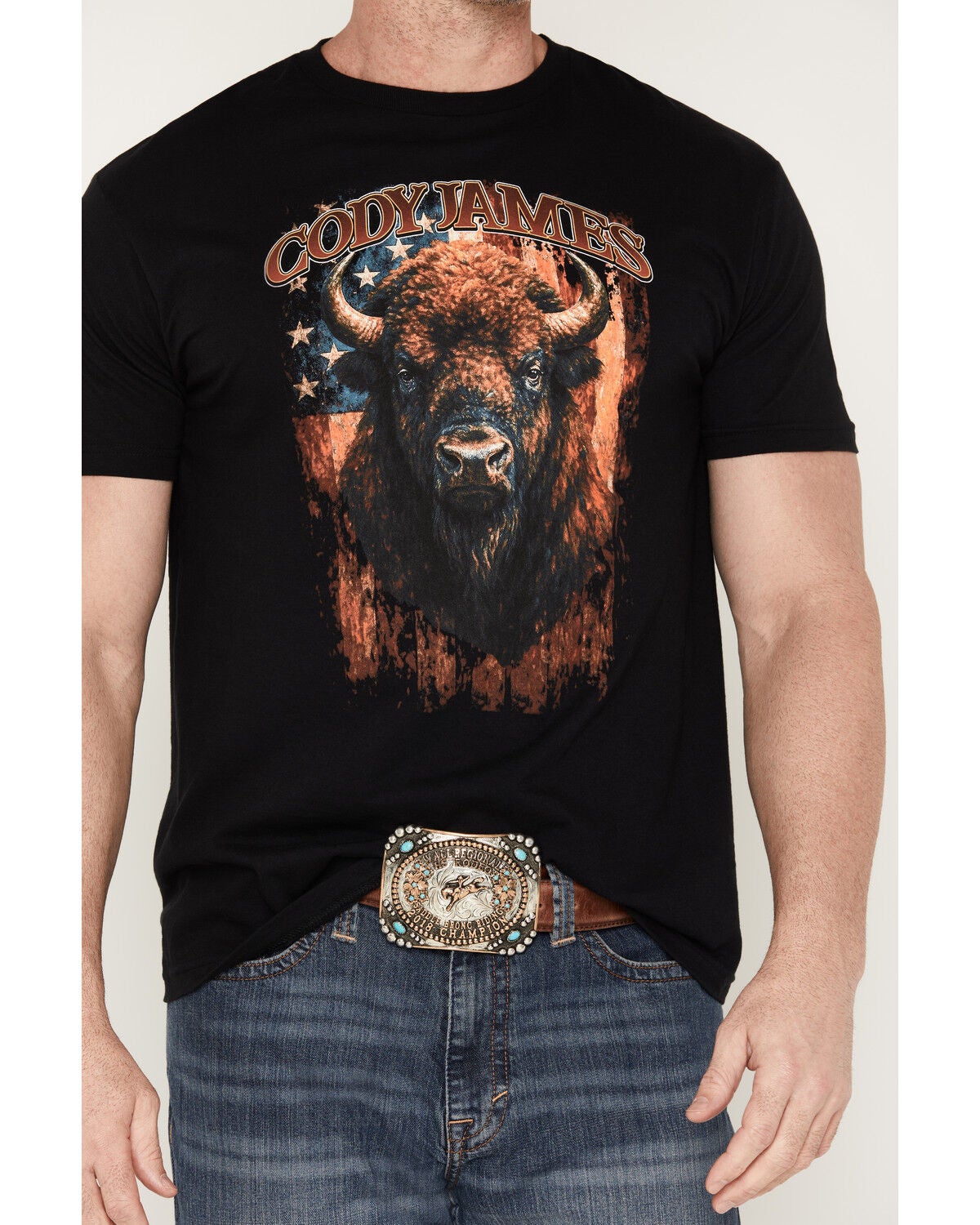 Image #3 - Cody James Men's Americana Bull Short Sleeve Graphic T-Shirt, Black, hi-res