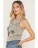 Image #2 - Blended Women's Embroidered Graphic Print Sleeveless Tank Top, Grey, hi-res