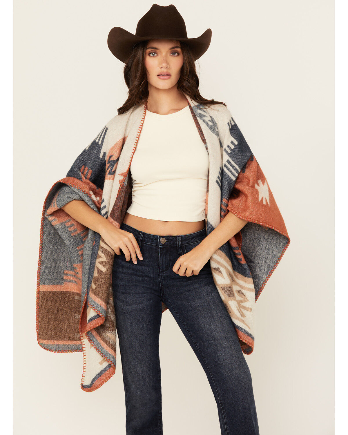 Image #3 - Shyanne Women's Southwestern Print Shawl, Off White, hi-res
