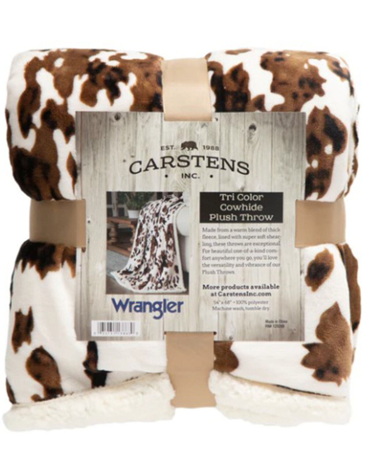 Image #5 - Carstens Home Tri-Color Cowhide Plush Sherpa Throw, Brown, hi-res