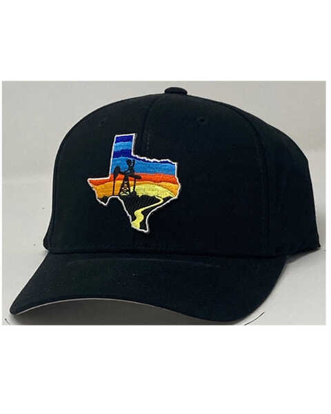 Image #1 - Oil Field Hats Men's Texas Oil Sunset Patch Solid-Back Ball Cap - Black , Black, hi-res