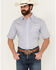 Image #1 - Panhandle Men's Southwestern Print Short Sleeve Pearl Snap Stretch Western Shirt, Blue, hi-res