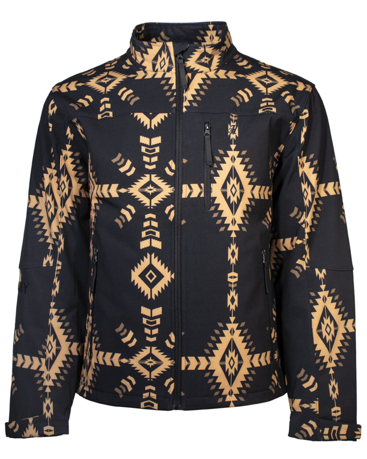 Image #1 - Hooey Men's Southwestern Print Softshell Jacket - Big, Black, hi-res