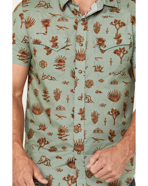 Image #3 - Pendleton Men's Laramie Desert Print Short Sleeve Pearl Snap Western Shirt , Sage, hi-res