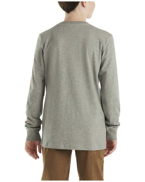 Image #3 - Carhartt Boys' Logo Long Sleeve Pocket T-Shirt, Charcoal, hi-res