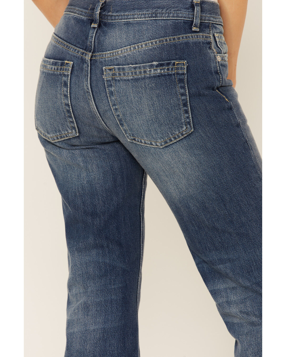Image #4 - Free People Women's Mid Rise Crop Straight Jeans, Dark Blue, hi-res