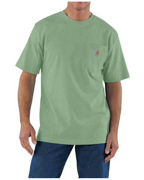 Carhartt Men's Loose Fit Heavyweight Short Sleeve Pocket T-Shirt , Loden, hi-res