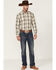 Roper Men's Saddle Large Plaid Print Long Sleeve Button Down Western Shirt , Tan, hi-res