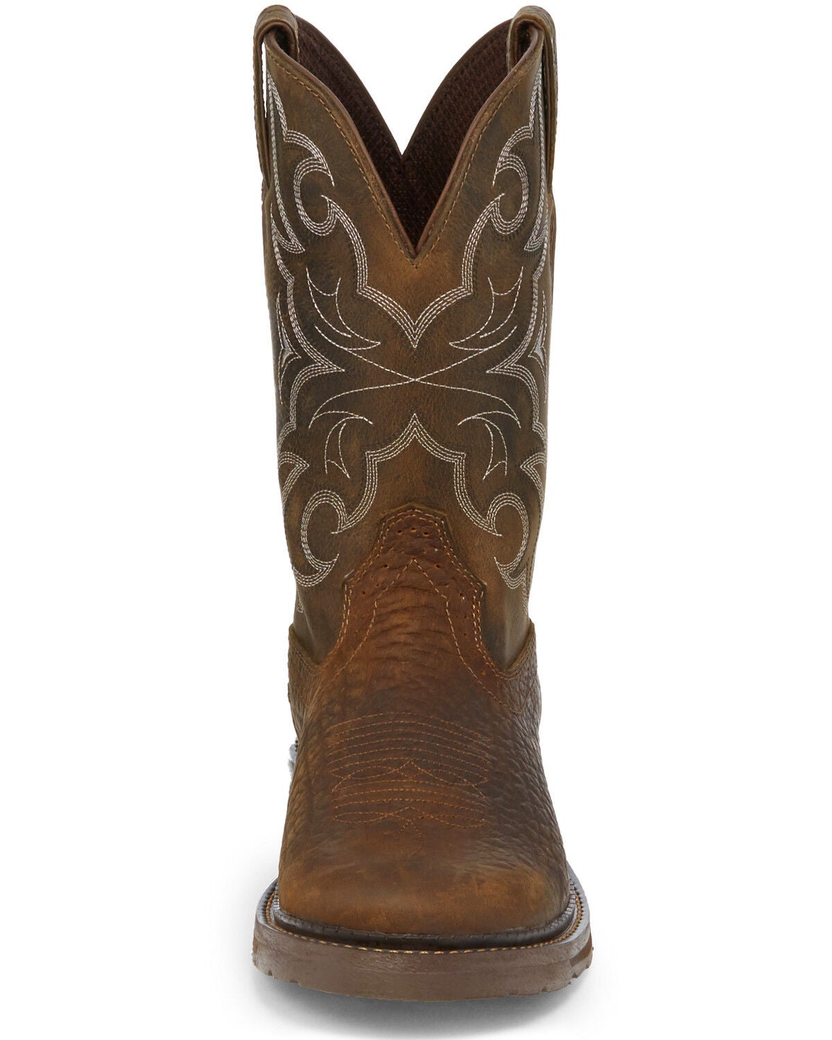 justin round toe work boots