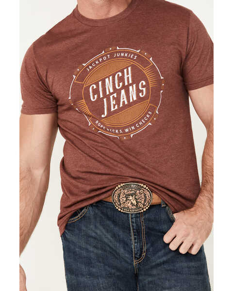 Image #3 - Cinch Men's Logo Short Sleeve T-Shirt, Burgundy, hi-res
