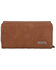Montana West Women's Hair-On Studded Collection Secretary Style Wallet, Tan, hi-res