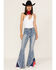Image #1 - Rock & Roll Denim Women's Medium Wash High Rise Star Print Flare Jeans, , hi-res