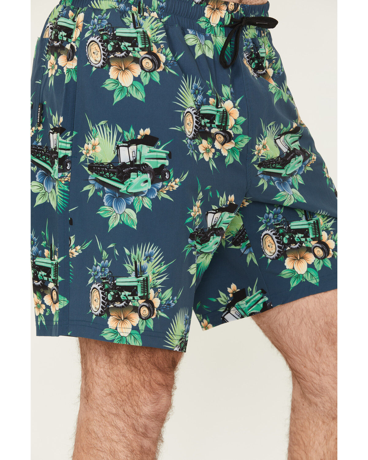 Image #2 - Cinch Men's Tractor Floral Print Stretch Board Shorts, Teal, hi-res