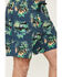 Image #2 - Cinch Men's Tractor Floral Print Stretch Board Shorts, Teal, hi-res