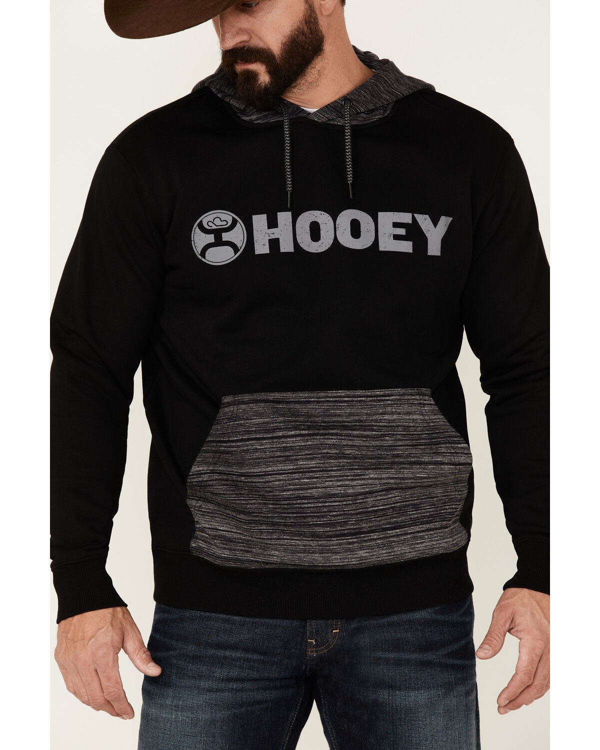 Image #3 - Hooey Men's Lock-Up Logo Graphic Hooded Sweatshirt - Black & Gray , , hi-res