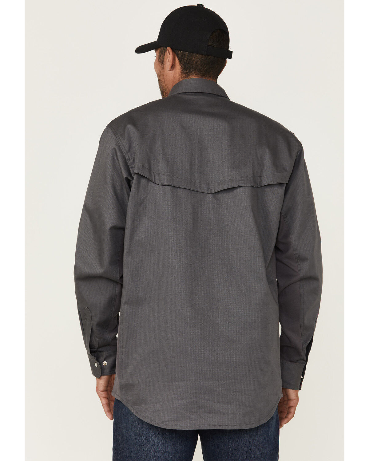 Image #4 - Forge Workwear Men's FR Lightweight Ripstop Vent Long Sleeve Snap Work Shirt, Grey, hi-res