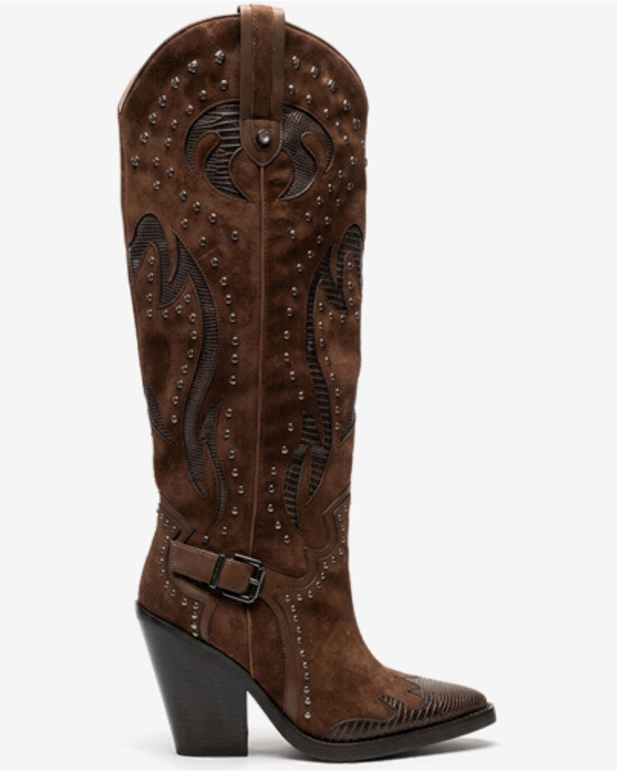 Image #1 - Azalea Wang Women's Kesslyn Embellished Western Boots - Snip Toe, Chocolate, hi-res