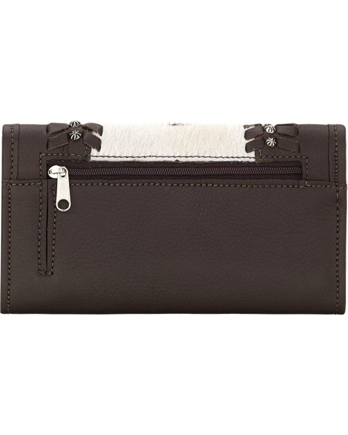 Image #2 - American West Women's Cow Town Pony Hair Tri-Fold Wallet, Chocolate, hi-res