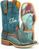 Tin Haul Women's Tribal Feathers Cowgirl Boots - Square Toe, Turquoise, hi-res