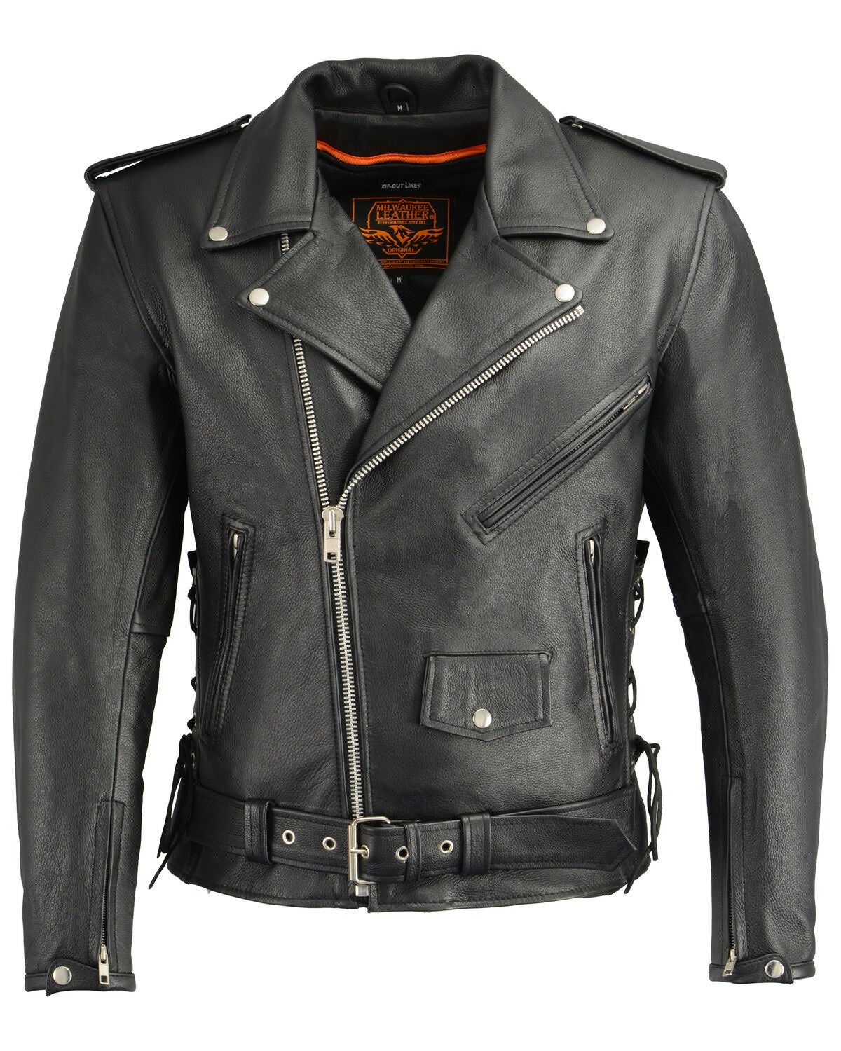 Milwaukee Leather Men's Classic Side Lace Concealed Carry Motorcycle Jacket, Black, hi-res