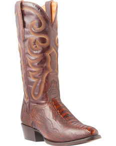 El Dorado Men's Handmade Ostrich Leg Brass Western Boots - Medium Toe, Bronze, hi-res