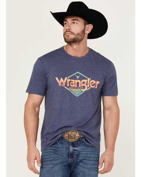 Image #1 - Wrangler Men's Retro Logo Short Sleeve Graphic Print T-Shirt , Blue, hi-res
